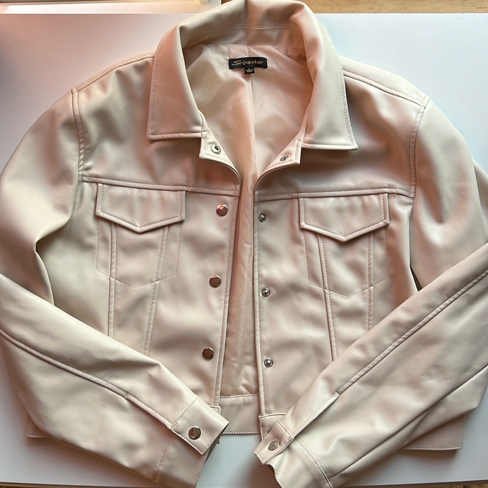 Francesca’s Shinestar faux leather jacket